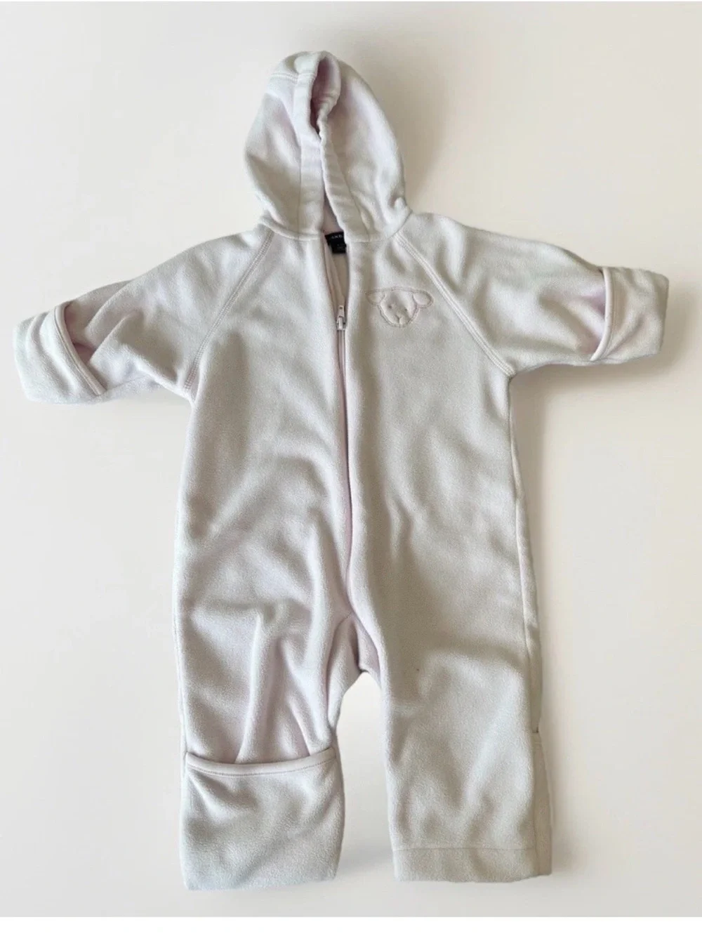 Lands' End Girls Pink Fleece One Piece Snowsuit Hooded Full Zip 6-12 M